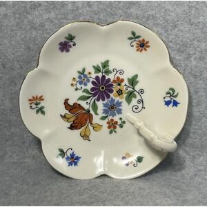 Vintage Z S & Co Scherzer Bavarian Decorative Porcelain Floral Ring Trinket Dish